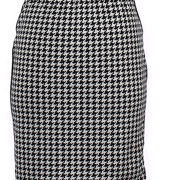 Nwot Venus Houndstooth Black Piping Side Zip Pencil Skirt Size Medium - Picture 6 of 9